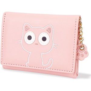 Wallets for Girls Leather RFID Blocking Small Trifold Wallet with ID Window